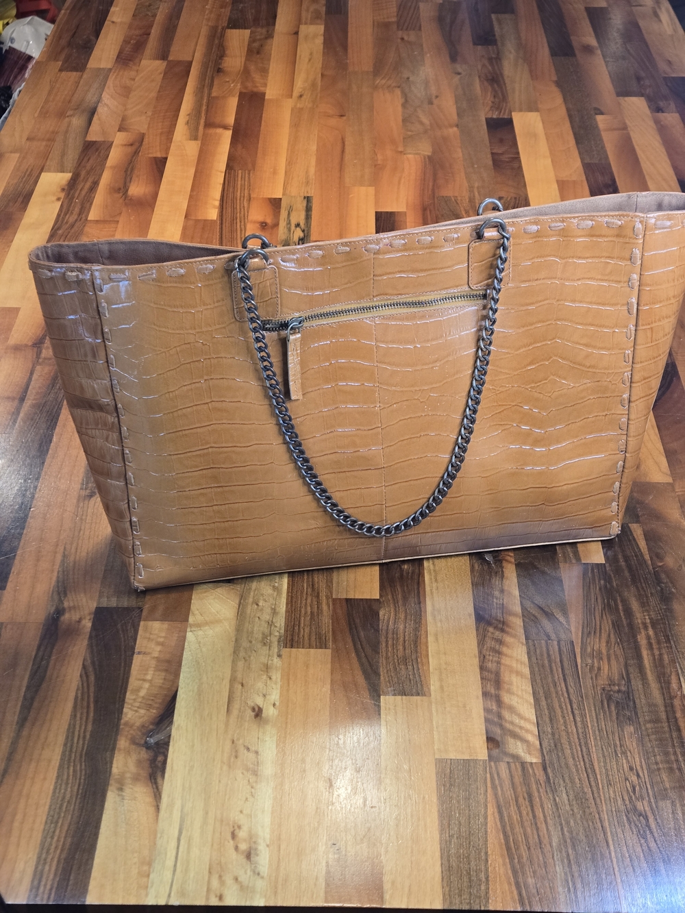 Area Stars Crocodile Embossed Leather Tote